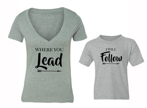 XtraFly Apparel You Lead I Follow Valentine's Matching Couples Short Sleeve T-shirt