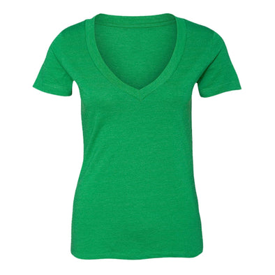 XtraFly Apparel Women's Active Plain Basic V-neck Short Sleeve T-shirt Green