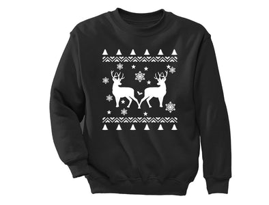 XtraFly Apparel Reindeer Snowflake Ugly Christmas Pullover Crewneck-Sweatshirt