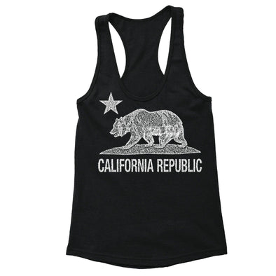 XtraFly Apparel Women's Bear Distressed CA California Pride Racer-back Tank-Top