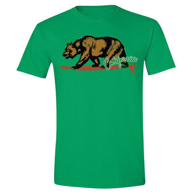 XtraFly Apparel Men's Surfing Bear California Pride Crewneck Short Sleeve T-shirt