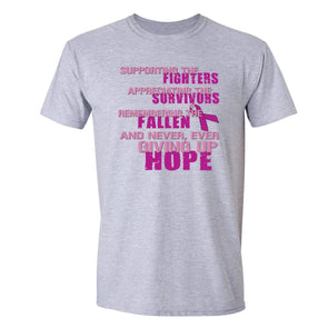 XtraFly Apparel Men's Supporting Fighters Breast Cancer Ribbon Crewneck Short Sleeve T-shirt