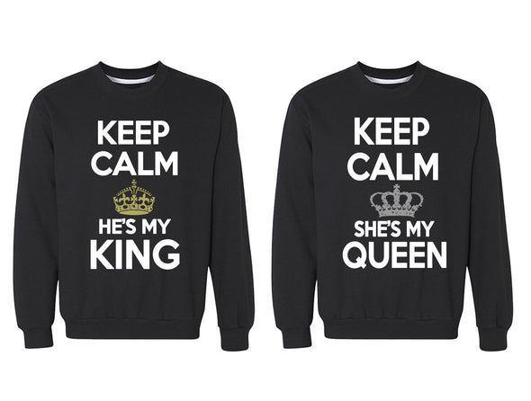 XtraFly Apparel King Queen Rey Reina Valentine's Matching Couples Pullover Crewneck-Sweatshirt