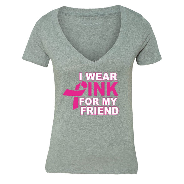 XtraFly Apparel Women's Breast Cancer Awareness V-neck Short Sleeve T-shirt