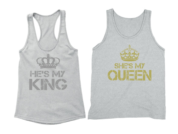 XtraFly Apparel Reina Rey King Queen Valentine's Matching Couples Racer-back Tank-Top