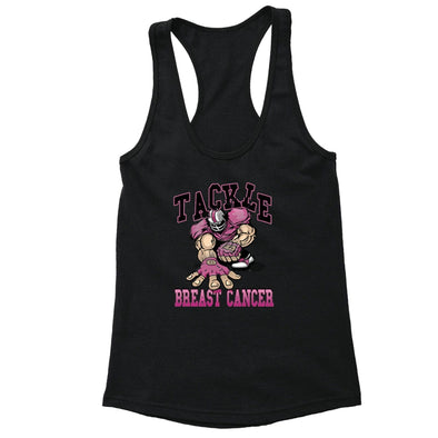 XtraFly Apparel Women's Tackle Pink Player Breast Cancer Ribbon Racer-back Tank-Top