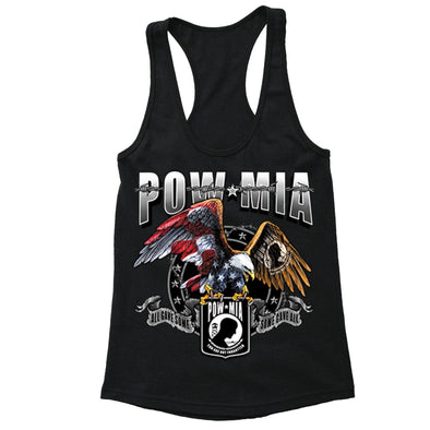 XtraFly Apparel Women's American Eagle Military Pow Mia Racer-back Tank-Top