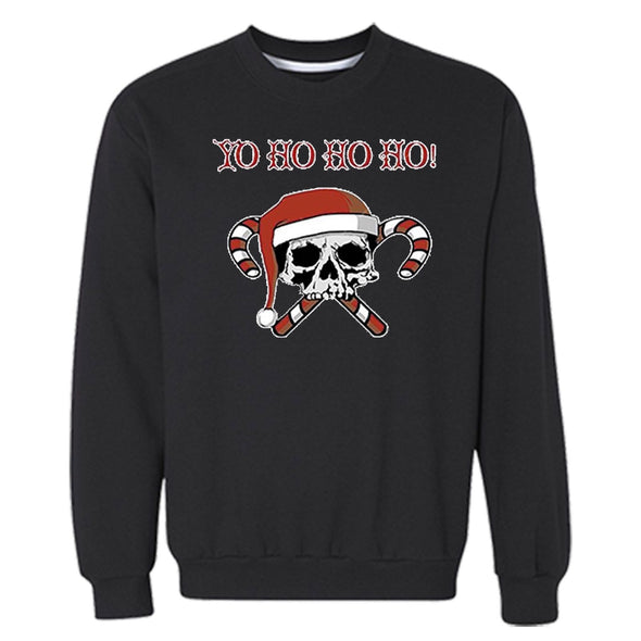 XtraFly Apparel Yo Ho Ho Ho Skull Ugly Christmas Pullover Crewneck-Sweatshirt