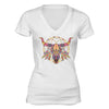 XtraFly Apparel Women's Cow Skull Dreamcatcher Pink Tribal Animal V-neck Short Sleeve T-shirt