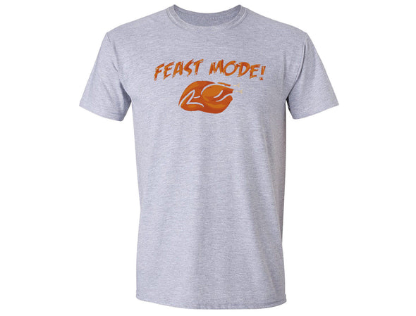 XtraFly Apparel Men's Feast Mode Turkey Gobble Thanksgiving Crewneck Short Sleeve T-shirt