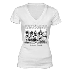 XtraFly Apparel Women's Homeland Security Native 2nd Amendment V-neck Short Sleeve T-shirt