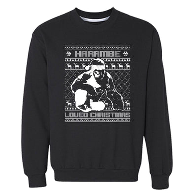 XtraFly Apparel Harambe Loved Christmas Ugly Christmas Pullover Crewneck-Sweatshirt
