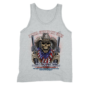 XtraFly Apparel Men's Give up Guns Skull Flag 2nd Amendment Tank-Top