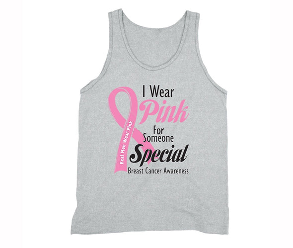 XtraFly Apparel Men's Real Men Wear Pink Breast Cancer Ribbon Tank-Top