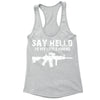 XtraFly Apparel Women's Say Hello Rifle 2nd Amendment Racer-back Tank-Top