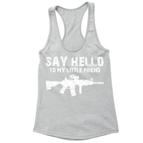 XtraFly Apparel Women's Say Hello Rifle 2nd Amendment Racer-back Tank-Top