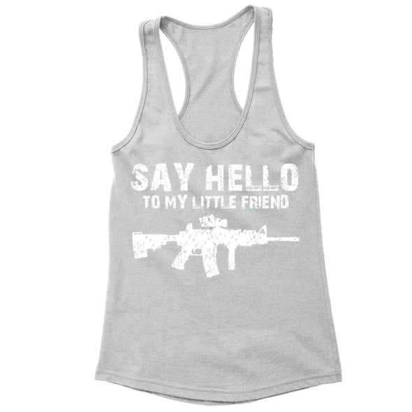 XtraFly Apparel Women's Say Hello Rifle 2nd Amendment Racer-back Tank-Top