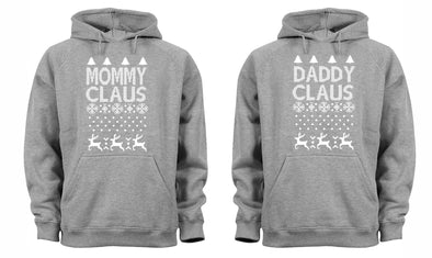 XtraFly Apparel Daddy Mommy Claus Santa Ugly Christmas Hooded-Sweatshirt Pullover Hoodie