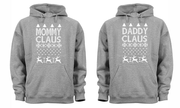 XtraFly Apparel Daddy Mommy Claus Santa Ugly Christmas Hooded-Sweatshirt Pullover Hoodie