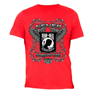 XtraFly Apparel Men's Never Forgotten Military Pow Mia Crewneck Short Sleeve T-shirt