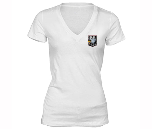 XtraFly Apparel Women's Eagle Pocket Military Pow Mia V-neck Short Sleeve T-shirt