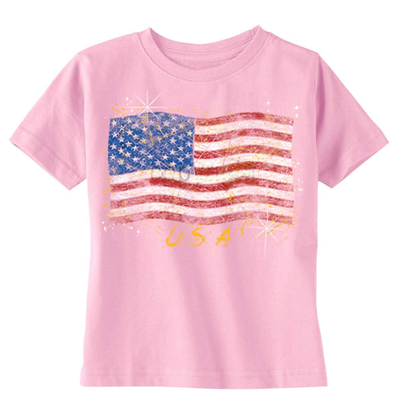 XtraFly Apparel Boys Wavy Flag USA American Pride Crewneck Short Sleeve T-shirt