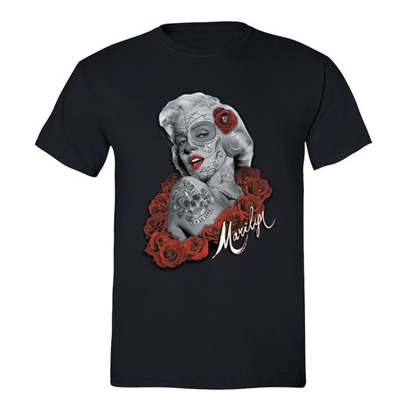 XtraFly Apparel Men's Dead Dia Los Muertos Marilyn Monroe Crewneck Short Sleeve T-shirt