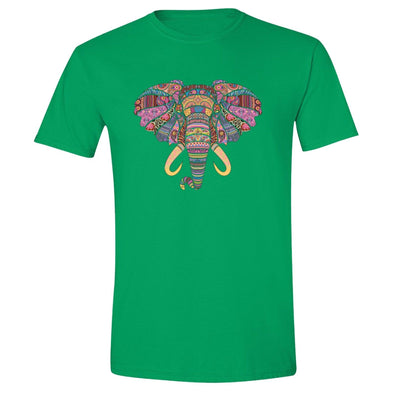 XtraFly Apparel Men's Elephant Head Tusk Pink Tribal Animal Crewneck Short Sleeve T-shirt