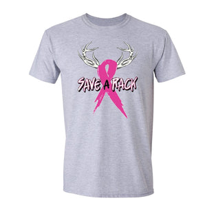 XtraFly Apparel Men's Save a Rack Pink Breast Cancer Ribbon Crewneck Short Sleeve T-shirt