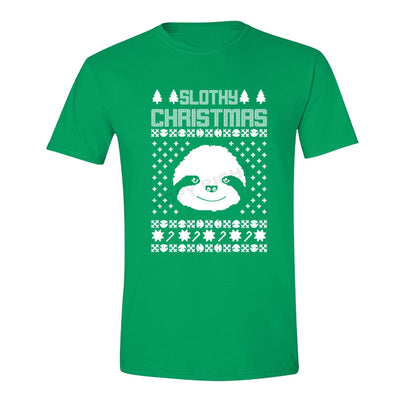 XtraFly Apparel Men's Slothy Xmas Sloth Ugly Christmas Crewneck Short Sleeve T-shirt