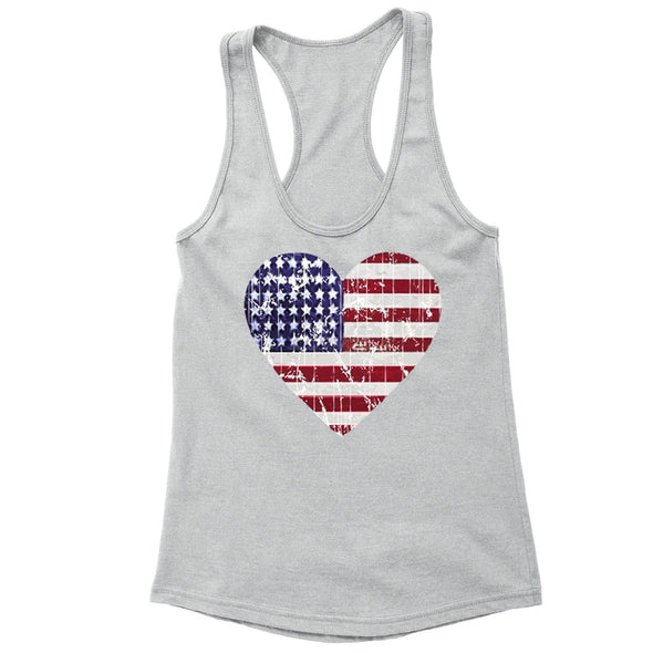 XtraFly Apparel Women's American Flag Distressed 4th of July Racer-back Tank-Top