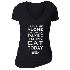 XtraFly Apparel Women's Talking to My Cat Animal Lover V-neck Short Sleeve T-shirt