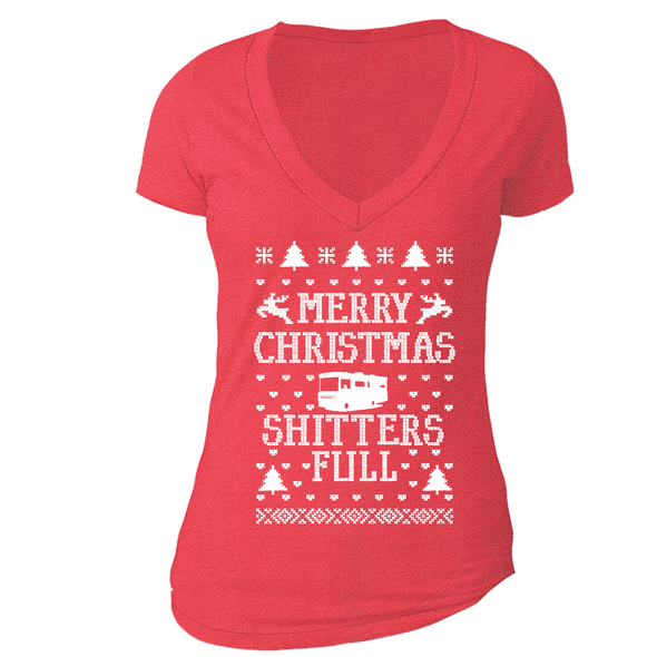 XtraFly Apparel Women's Shitters Full Griswold Ugly Christmas V-neck Short Sleeve T-shirt