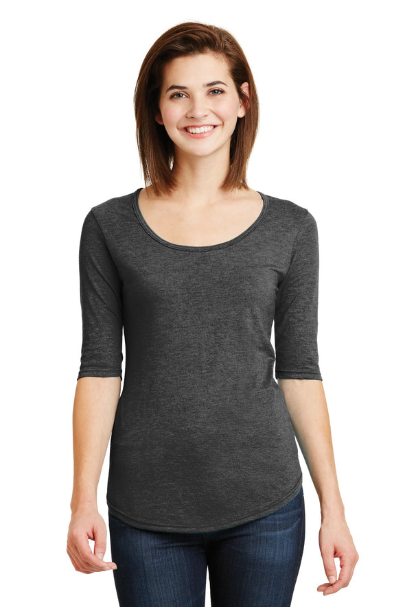 Anvil Ladies Tri-Blend Deep Scoop Neck 1/2-Sleeve Tee