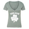 XtraFly Apparel Women's Hooligan Shamrock St. Patrick's Irish V-Neck Short Sleeve T-Shirt