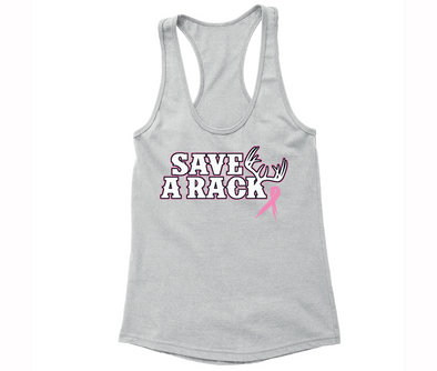 XtraFly Apparel Women's Save A Rack Antlers Breast Cancer Ribbon Racer-back Tank-Top