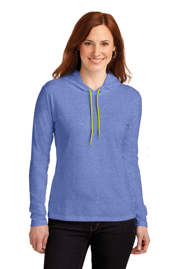 Anvil Ladies 100% Combed Ring Spun Cotton Long Sleeve Hooded T-Shirt