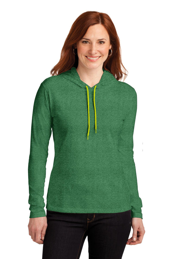 Anvil Ladies 100% Combed Ring Spun Cotton Long Sleeve Hooded T-Shirt