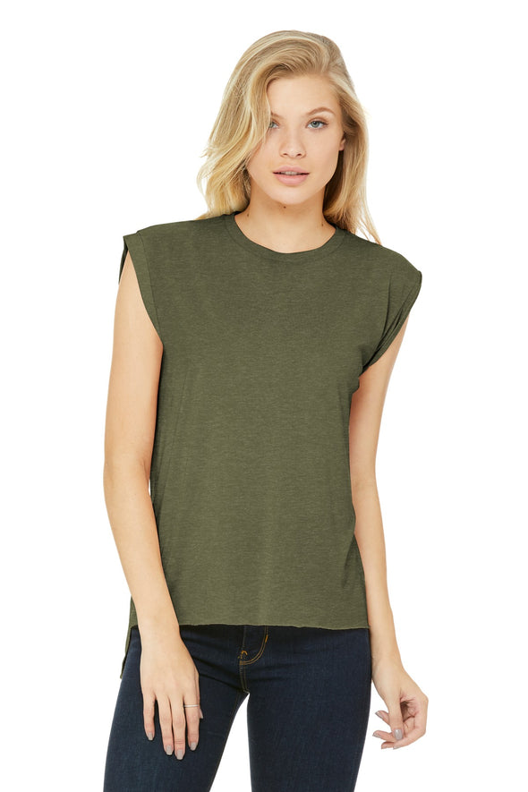 Bella+Canvas Women's Flowy Muscle Tee with Rolled Cuffs
