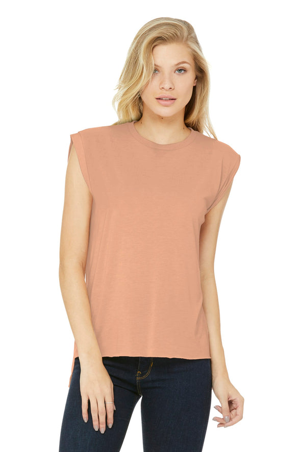 Bella+Canvas Women's Flowy Muscle Tee with Rolled Cuffs