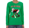 XtraFly Apparel Women's Ho Ho Ho Hike Football Santa Ugly Christmas Long Sleeve T-Shirt