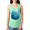 XtraFly Apparel Women's Great White Shark Swimming Ocean Beach Racer-Back Tank-Top