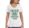 XtraFly Apparel Women's Irish Drinking Team Shamrock St. Patrick's V-Neck Short Sleeve T-Shirt