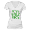 XtraFly Apparel Women's Irish Girls Rock Shamrock St. Patrick's V-Neck Short Sleeve T-Shirt