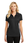 Port Authority Ladies Pinpoint Mesh Zip Polo