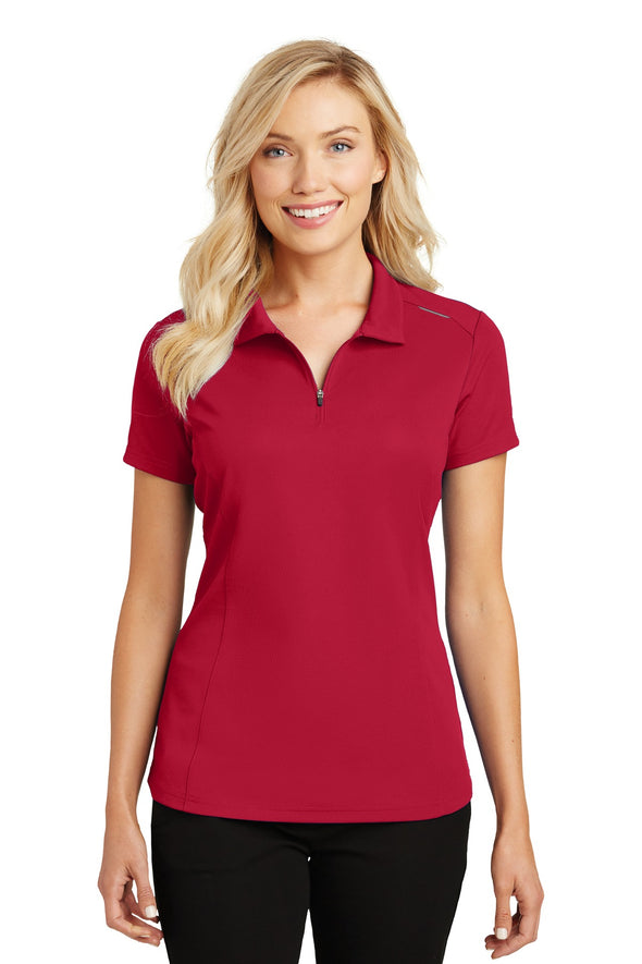 Port Authority Ladies Pinpoint Mesh Zip Polo