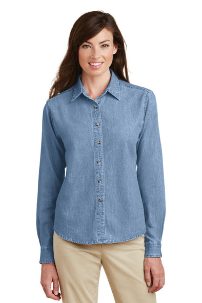 Port & Company Ladies Long Sleeve Value Denim Shirt