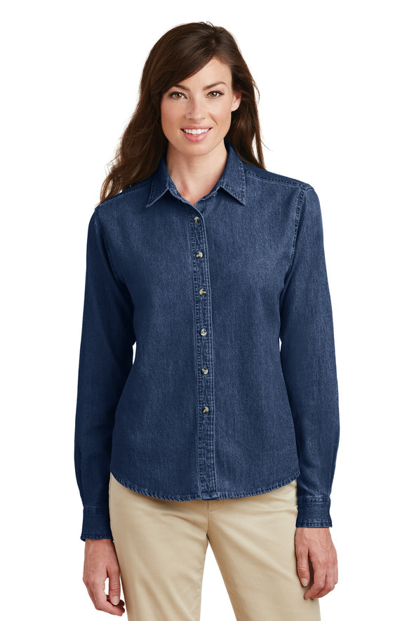 Port & Company Ladies Long Sleeve Value Denim Shirt