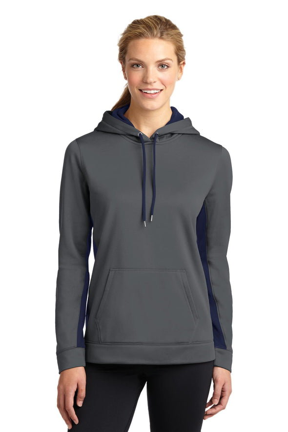 Sport-Tek Ladies Sport-Wick Fleece Colorblock Hooded Pullover
