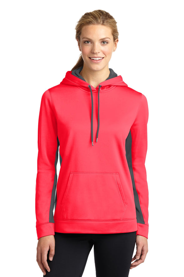 Sport-Tek Ladies Sport-Wick Fleece Colorblock Hooded Pullover